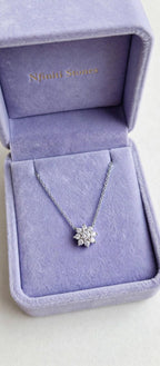 Sunflower CZ necklace in lavender Nfiniti Stones jewelry box
