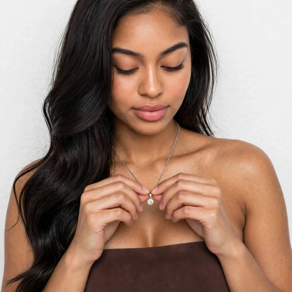 Crown Solitaire moissanite necklace