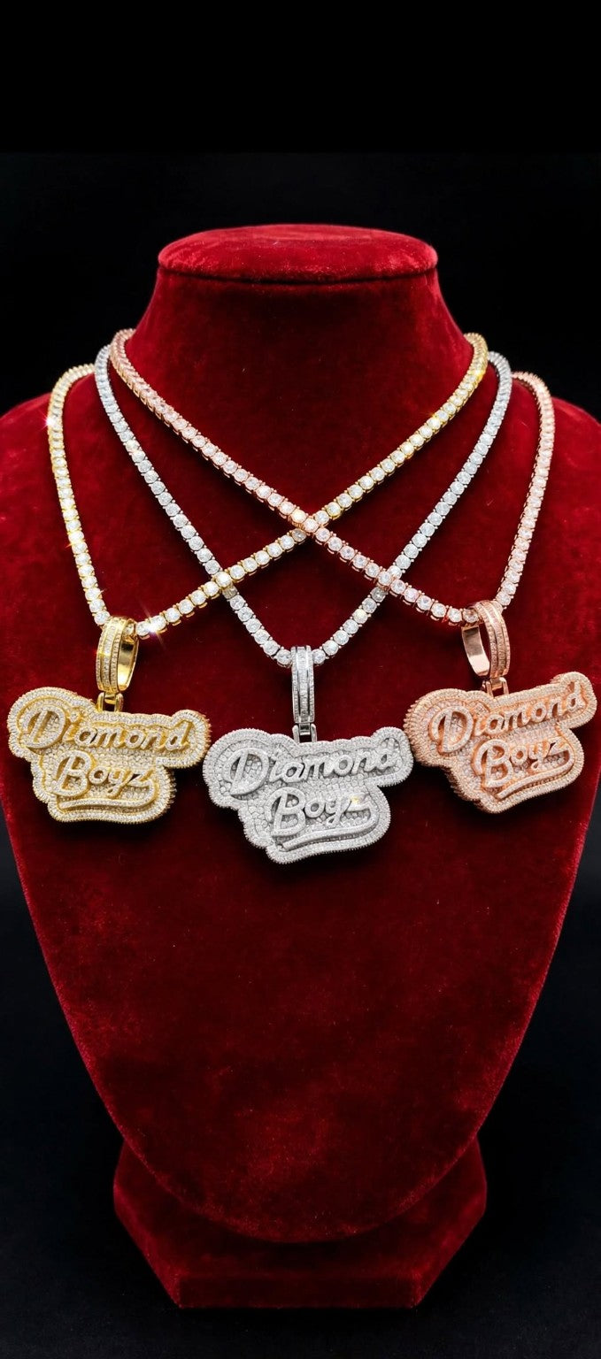 Diamond Boyz pendant necklaces in gold silver and rose gold