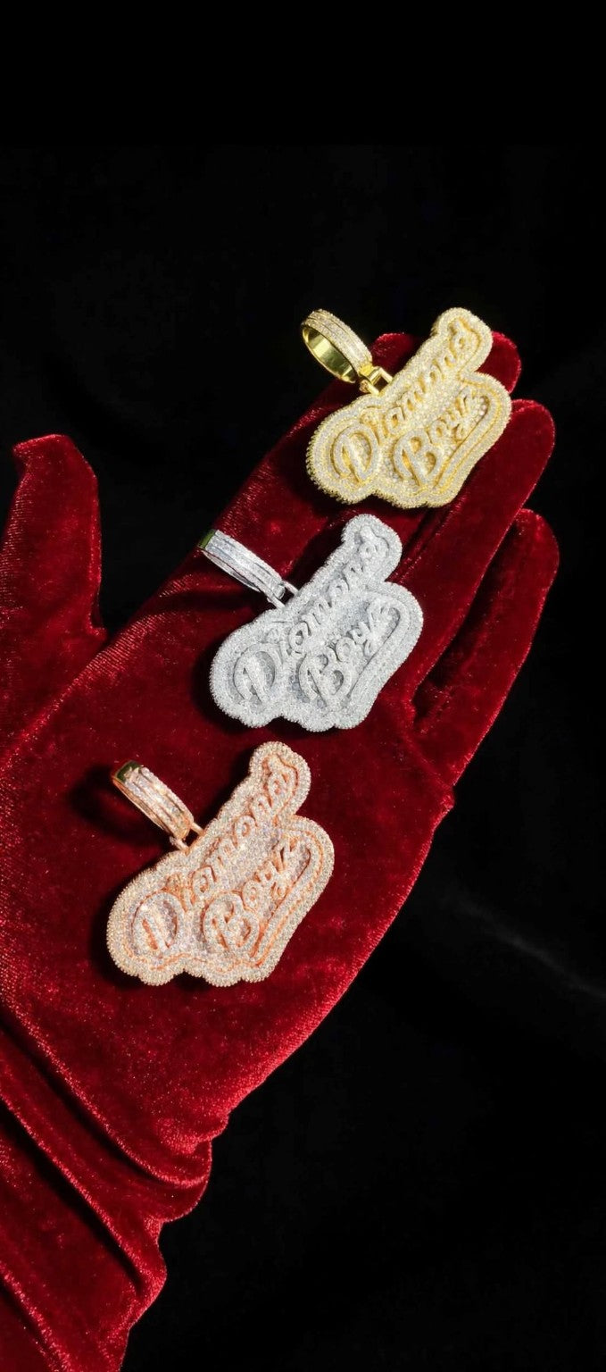 Diamond Boyz pendant necklaces in gold silver and rose gold