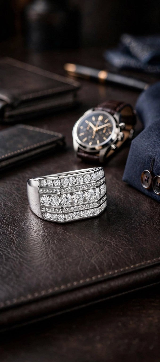 The Executive men's moissanite ring