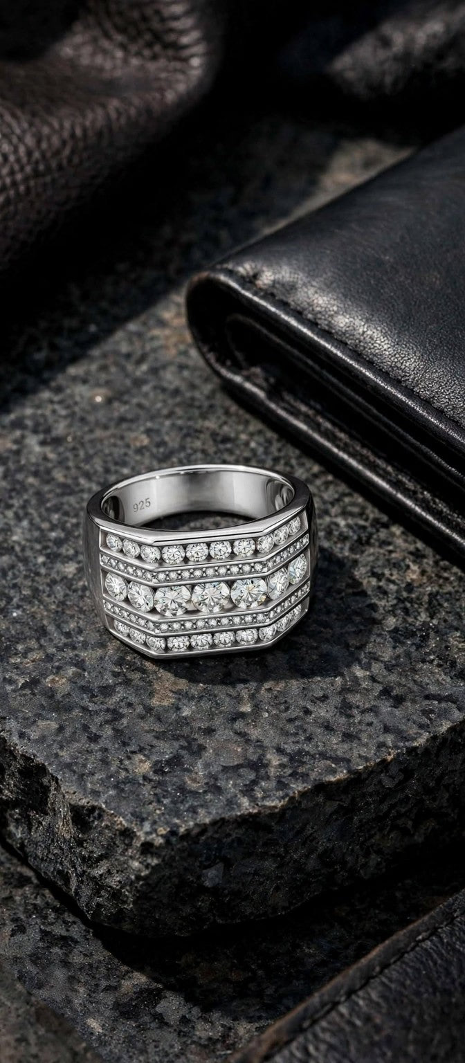 The Executive men's moissanite ring