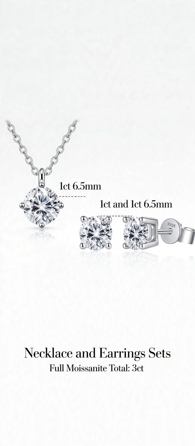 The Timeless Sparkle Collection — Moissanite Necklace & Earrings Set