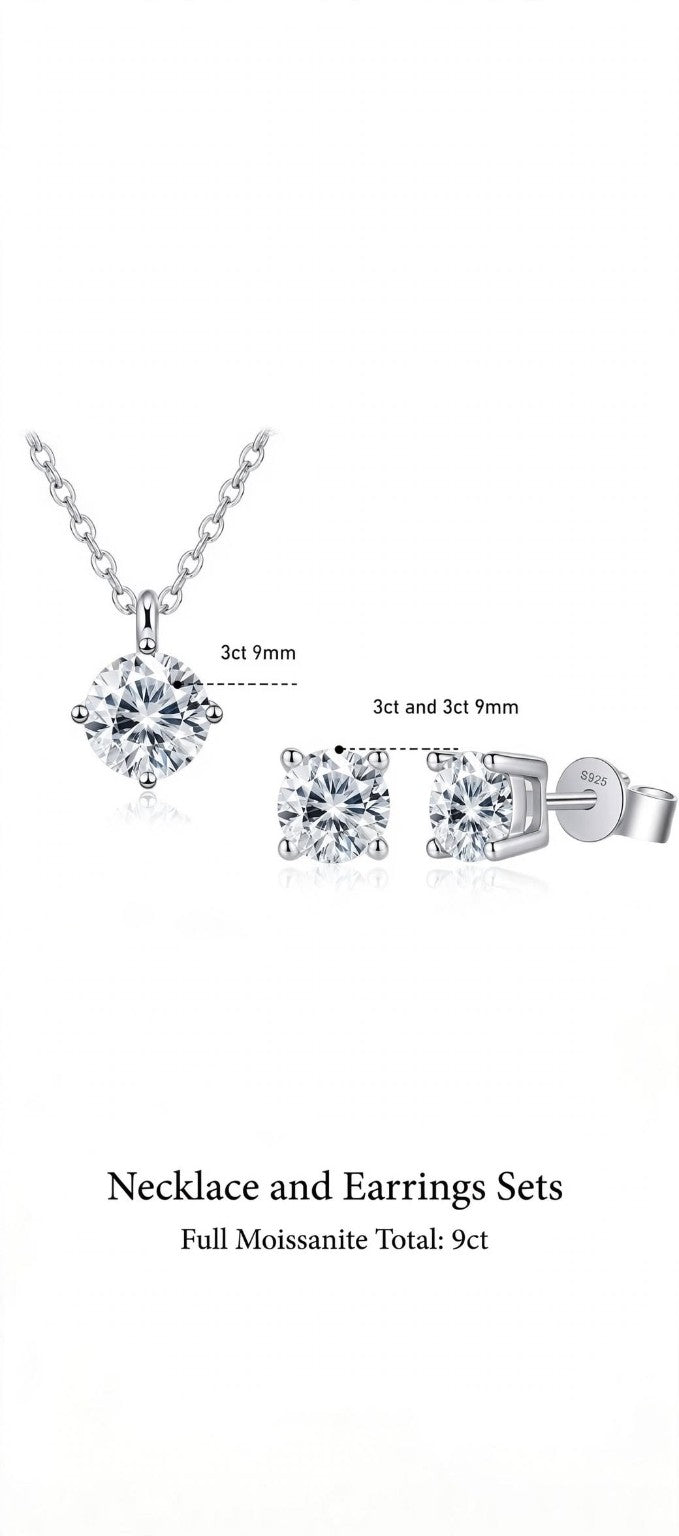 The Timeless Sparkle Collection — Moissanite Necklace & Earrings Set