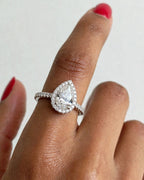 The Beautiful Distraction pear-cut moissanite halo ring — photo 2