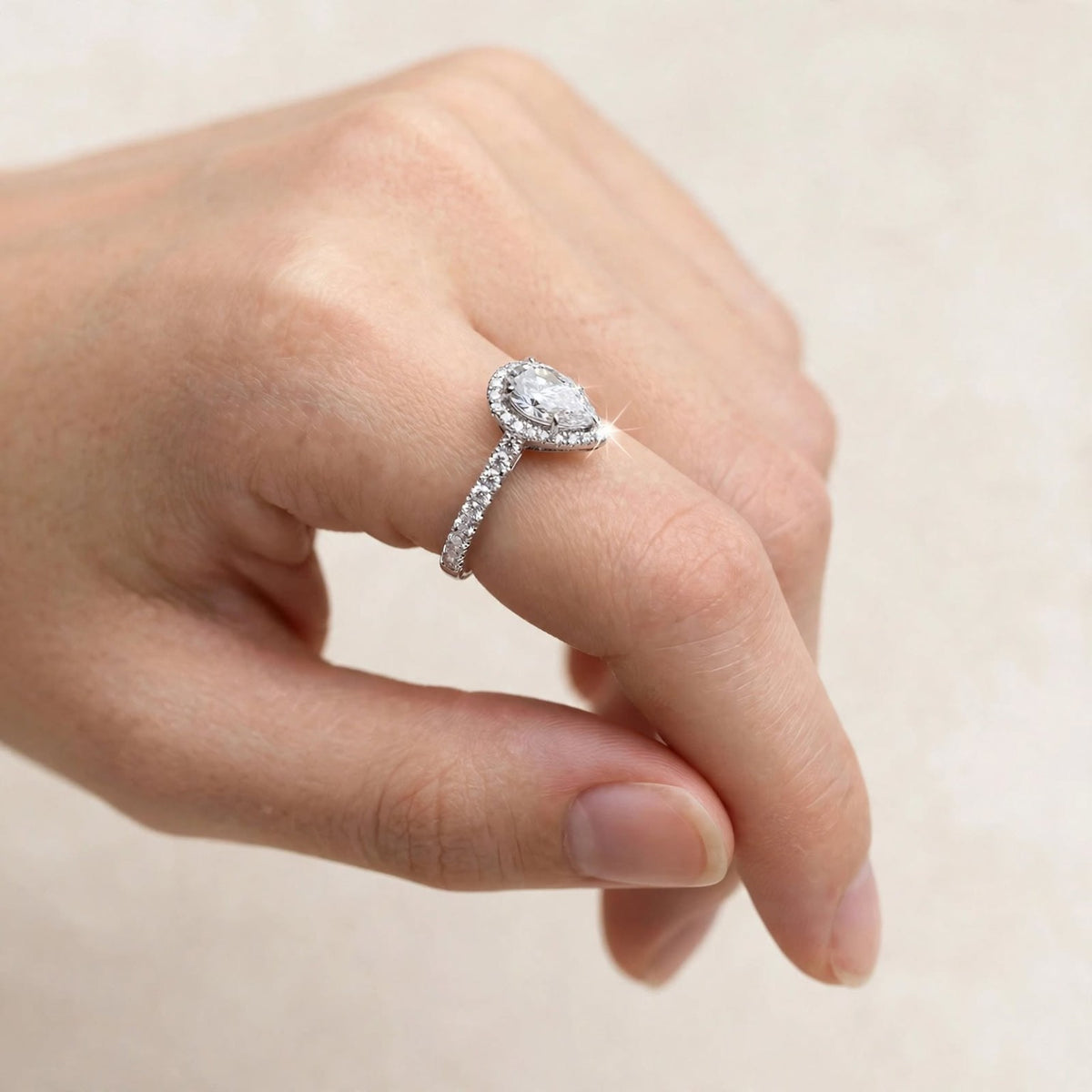 The Beautiful Distraction pear-cut moissanite halo ring — photo 5