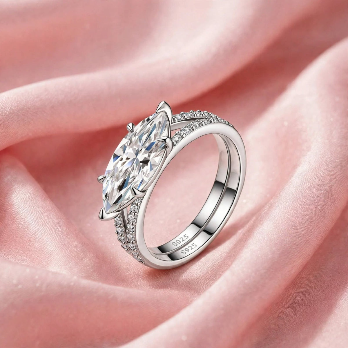 The Marquise Affair — moissanite ring set photo 2