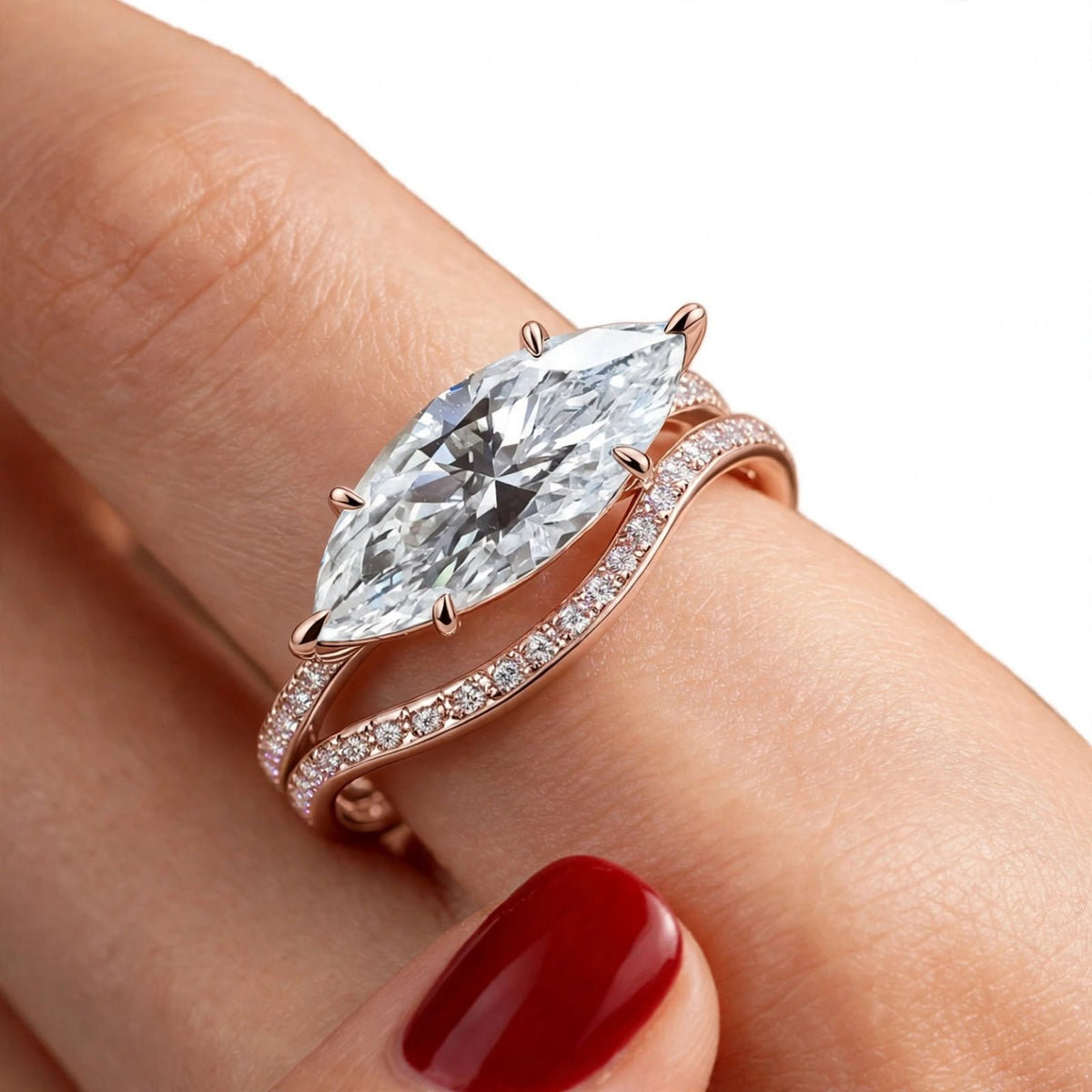 The Marquise Affair — moissanite ring set photo 1