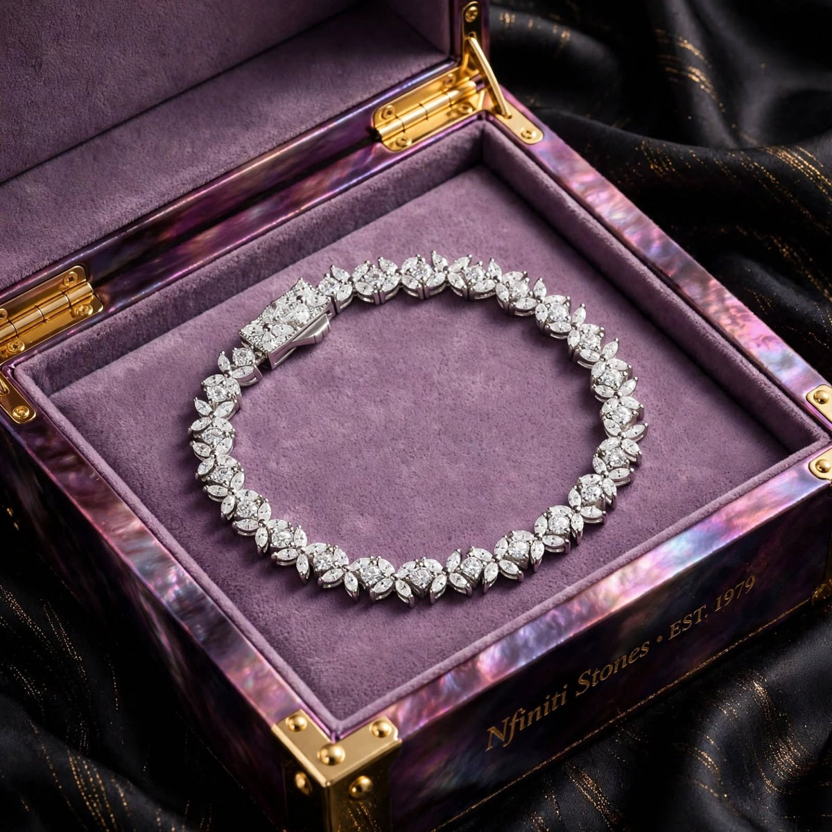 Bracelet in purple luxury box