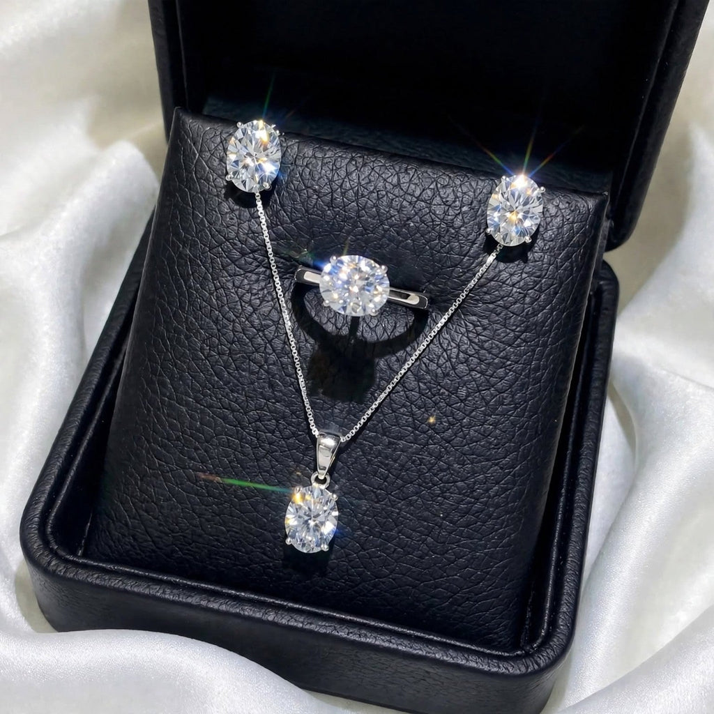 Black presentation box with complete jewelry set