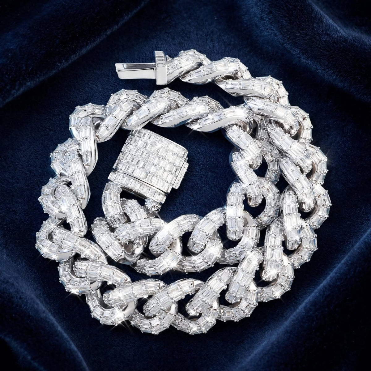 The Crown Collector 21MM Silver baguette Cuban chain