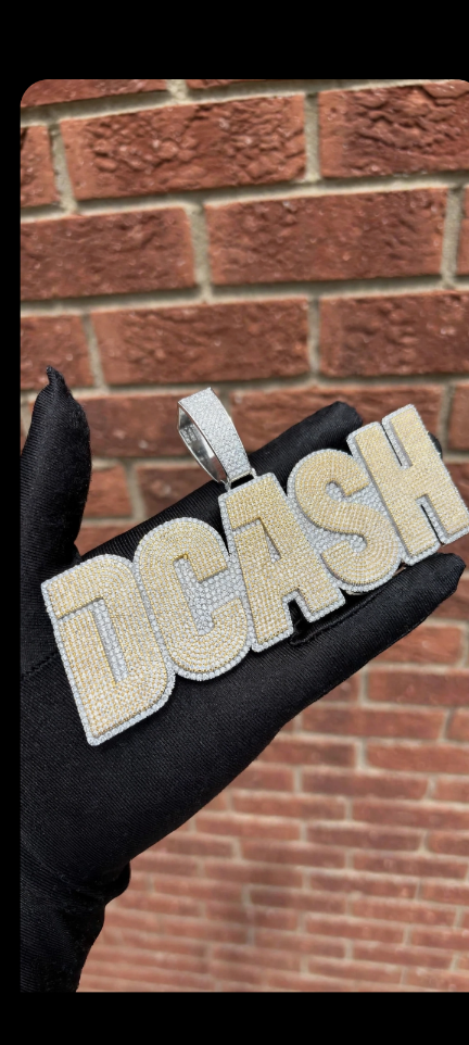 Custom iced-out name pendant example
