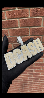 Custom iced-out name pendant example