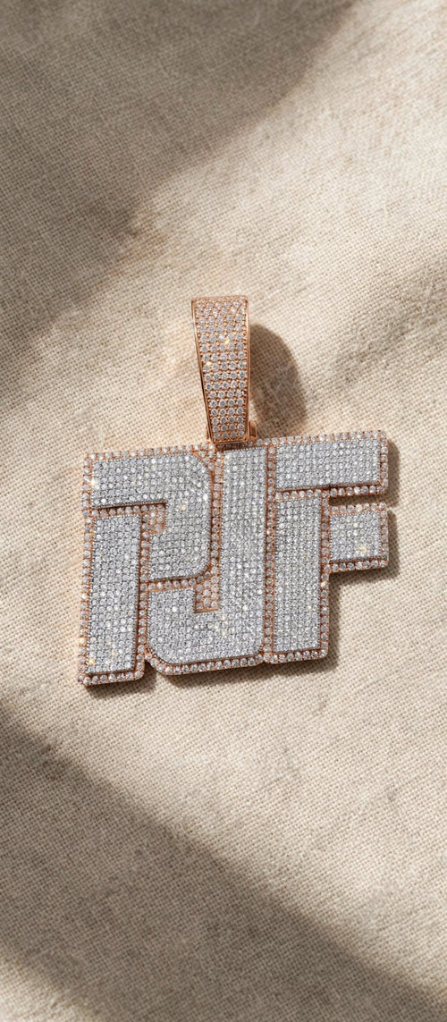 Custom iced-out name pendant example