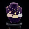 JUICE necklaces gold silver rose gold on purple bust