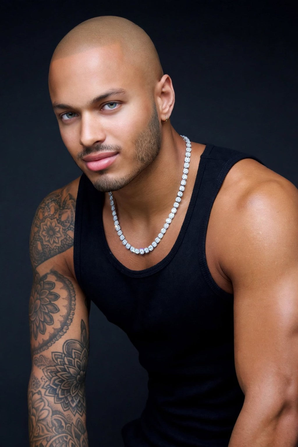Diamond District necklace styled on model