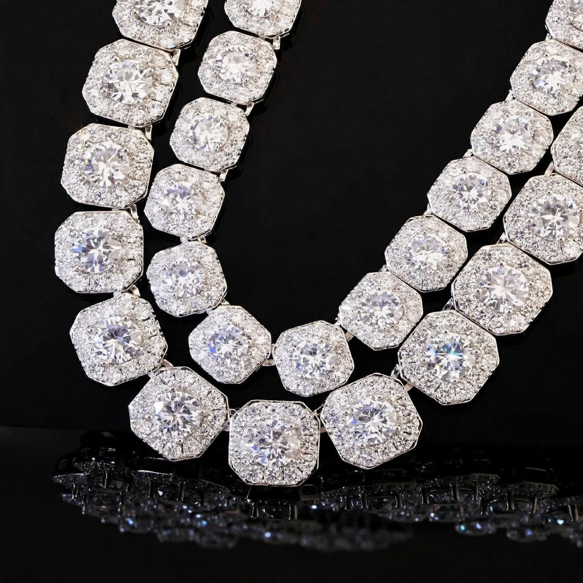 Diamond District silver necklace close-up