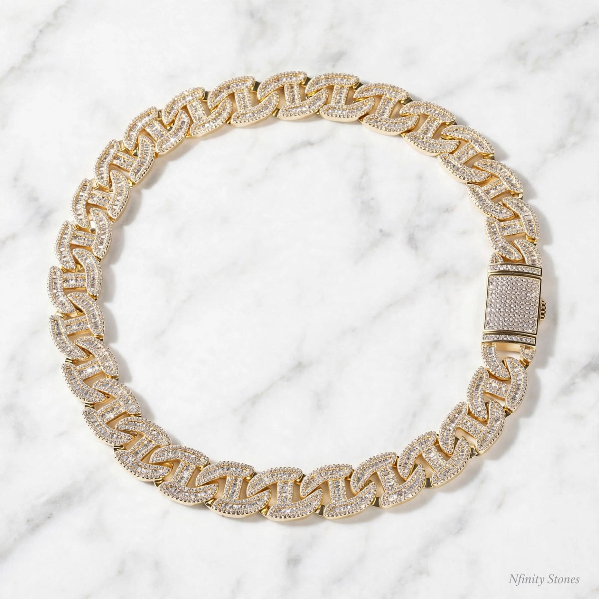Gold-tone Dynasty Link necklace on marble