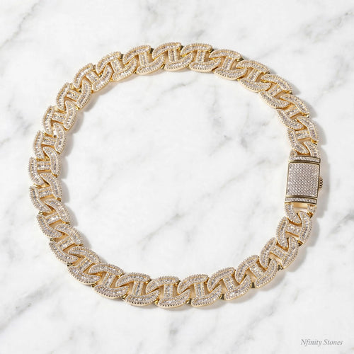 Gold-tone Dynasty Link necklace on marble