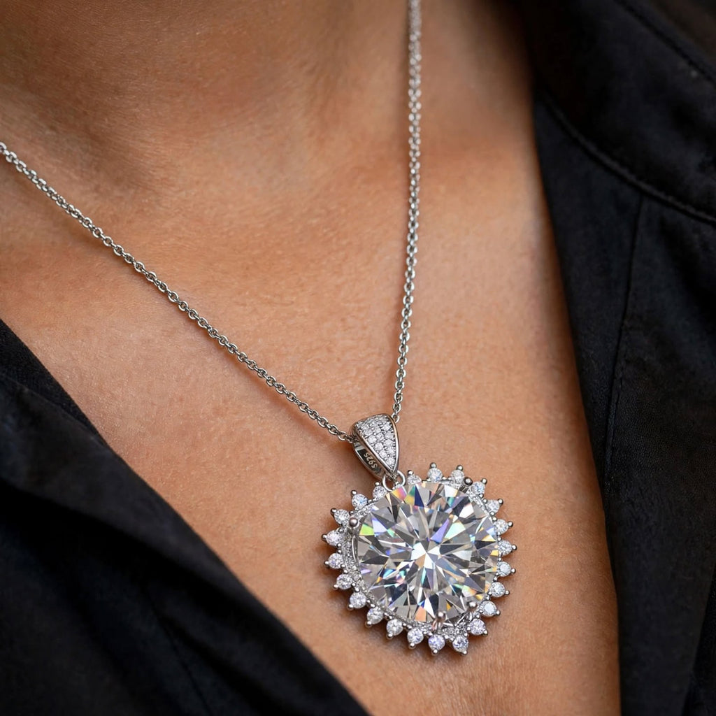 White pendant on model