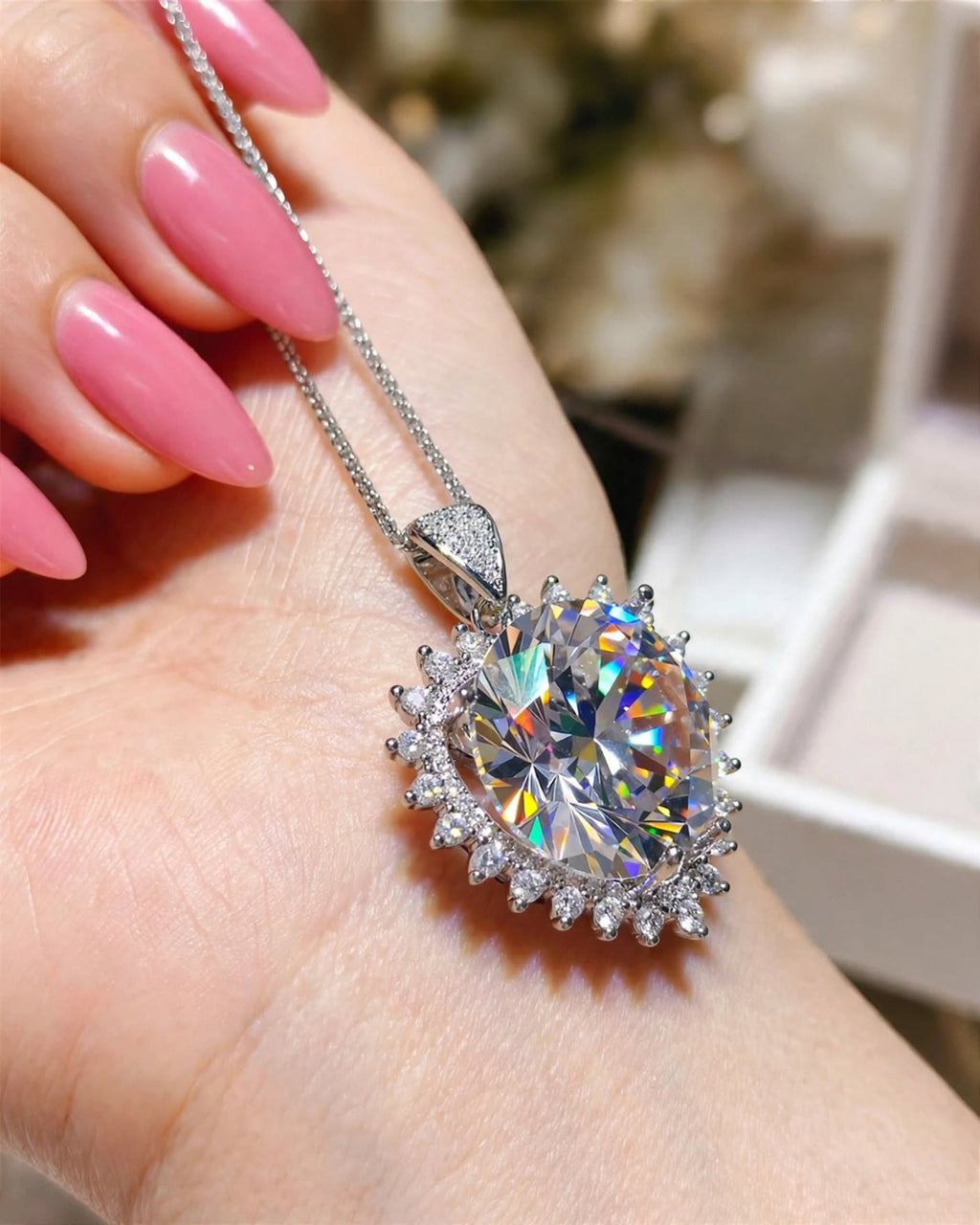 White pendant close-up