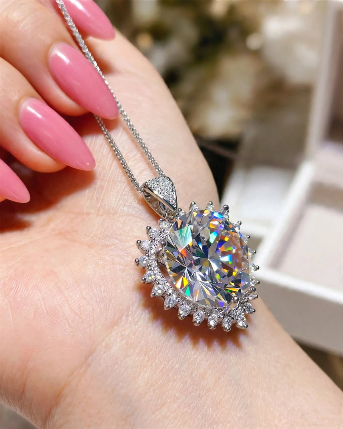 White pendant close-up