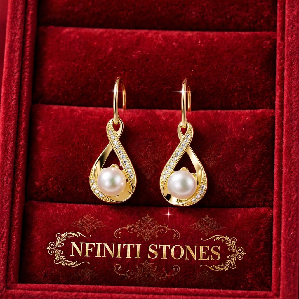 The Eternal Pearl gold-colored matching earrings detail