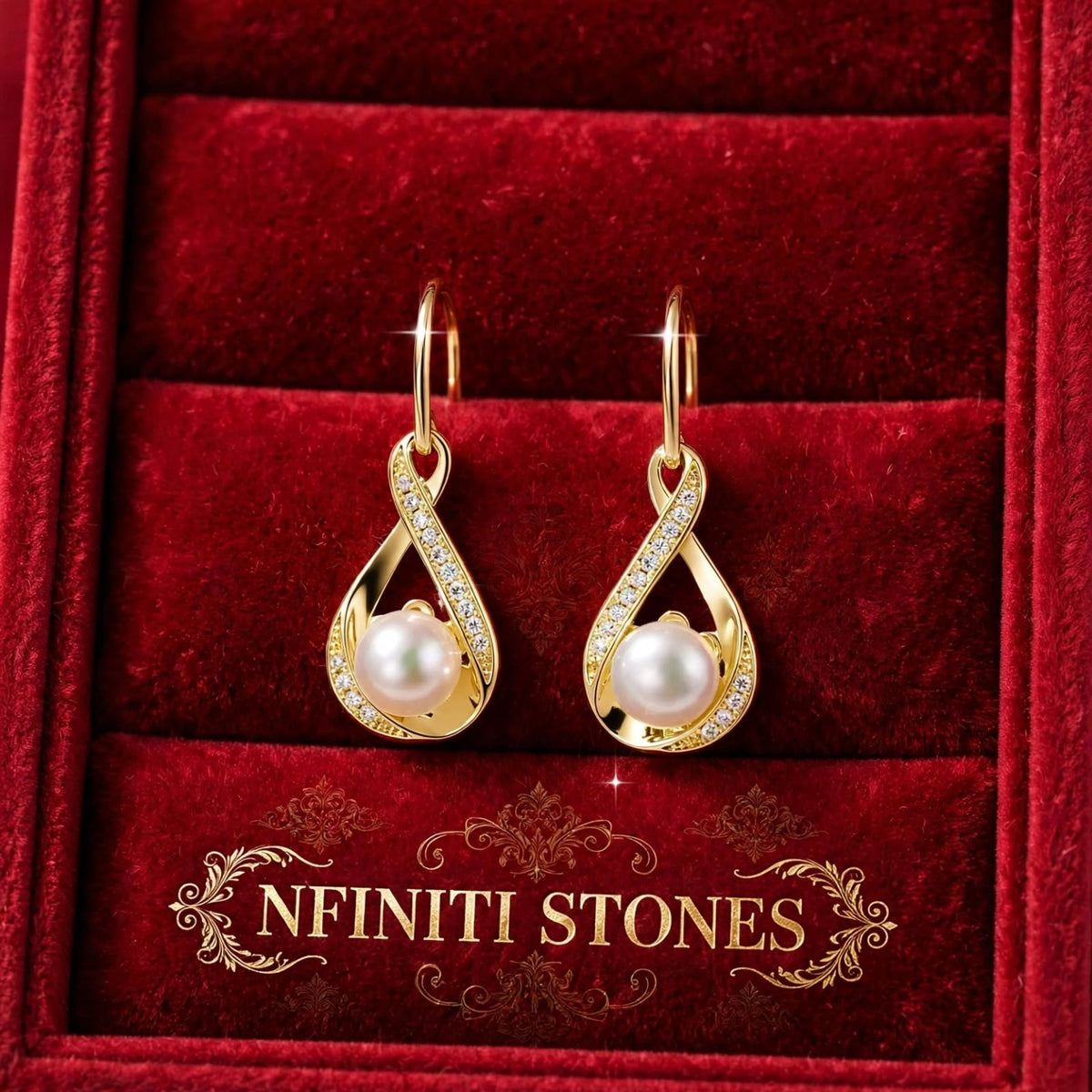 The Eternal Pearl gold-colored matching earrings detail