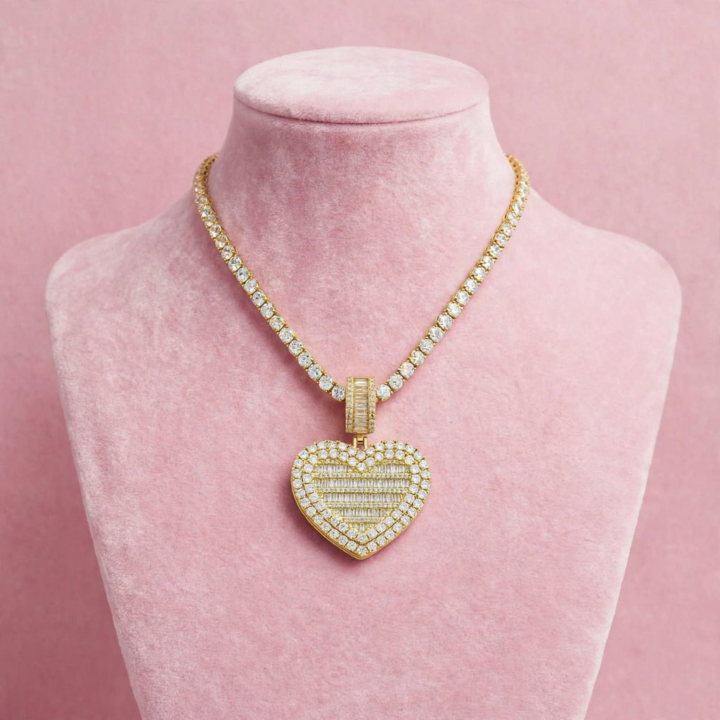 The Heart Keeper gold-tone CZ heart locket and tennis chain
