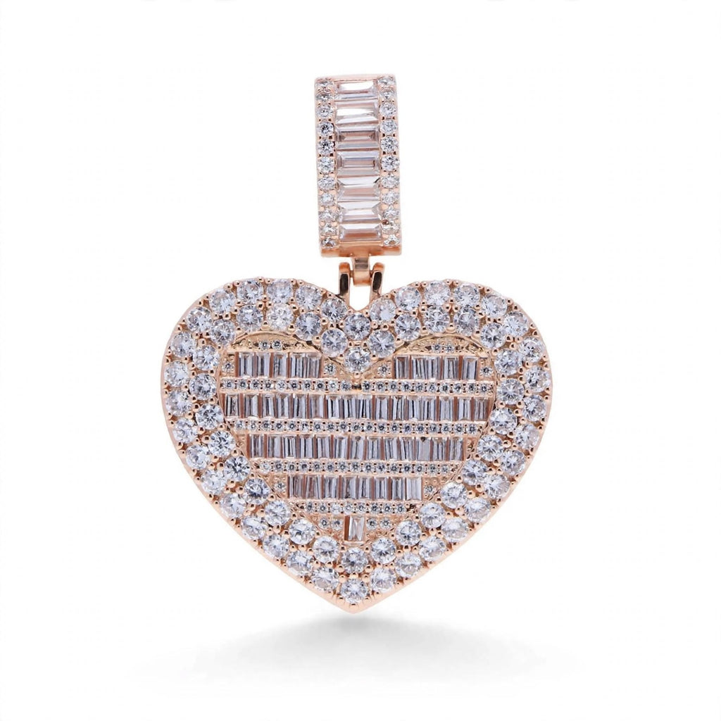 The Heart Keeper rose-gold-tone iced-out CZ heart locket pendant front close-up on white background