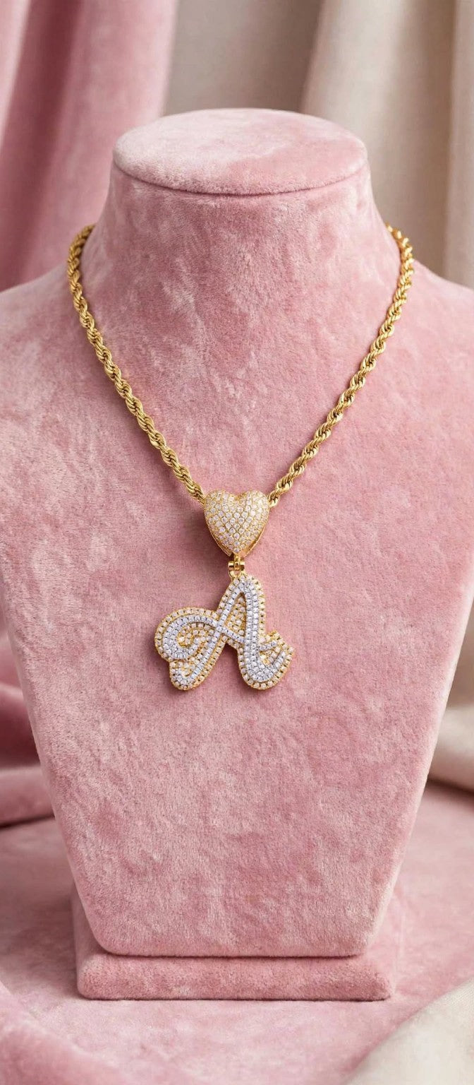 The Heart of the Hustle — Iced-Out Initial Pendant