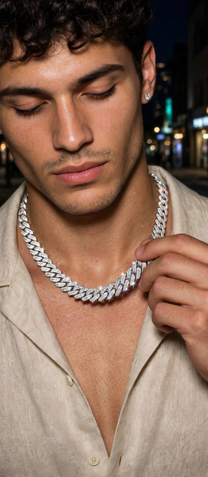 The High Roller 12mm moissanite Cuban link — necklace product photo