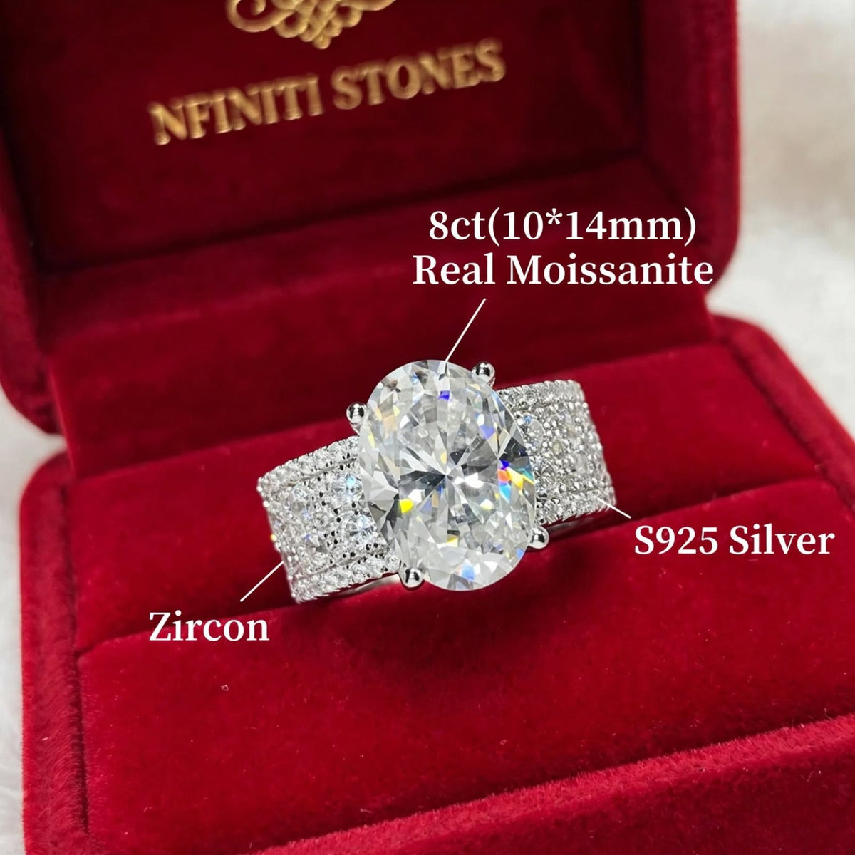 Imperial Ice ring in red Nfiniti Stones box