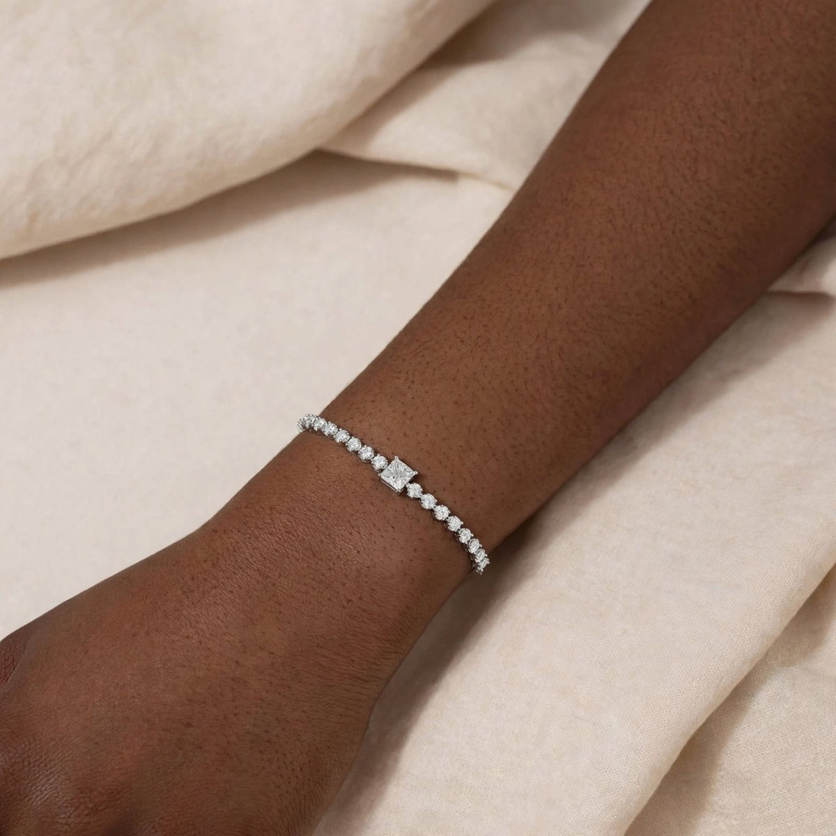 Heart cut bracelet against black background