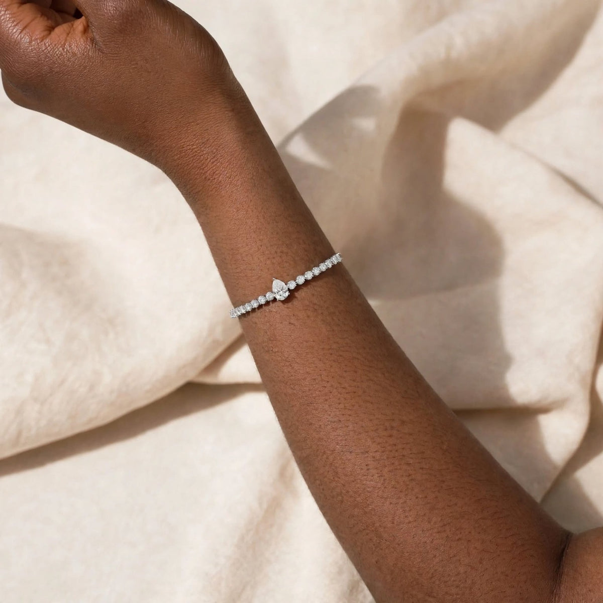 Pear cut bracelet on wrist detail
