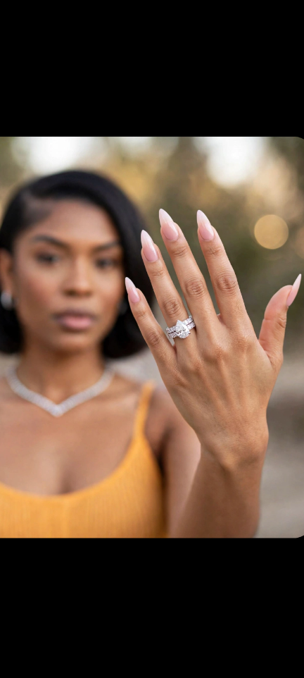 The Infinity Promise pear-cut moissanite bridal set