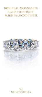 Front view of Nfiniti five-stone moissanite band