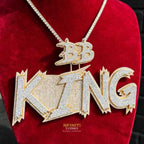 KING iced-out custom bubble letter pendant