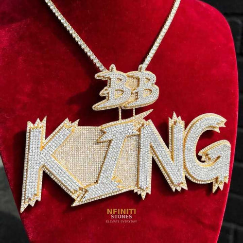 KING iced-out custom bubble letter pendant