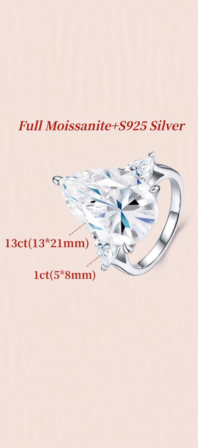 Supplier 13-carat pear-cut center stone example for The Duchess ring