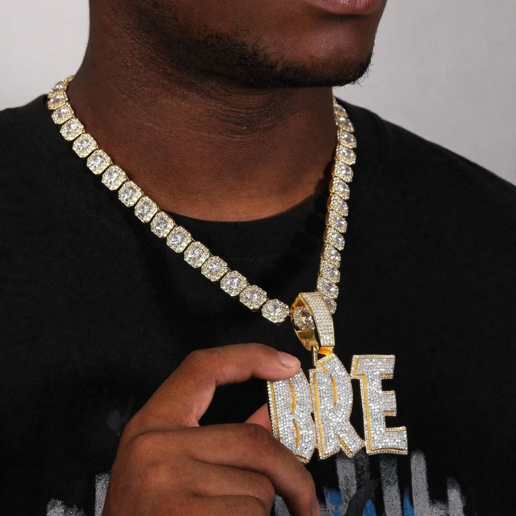 Custom double-layer BRE pendant angled view on model