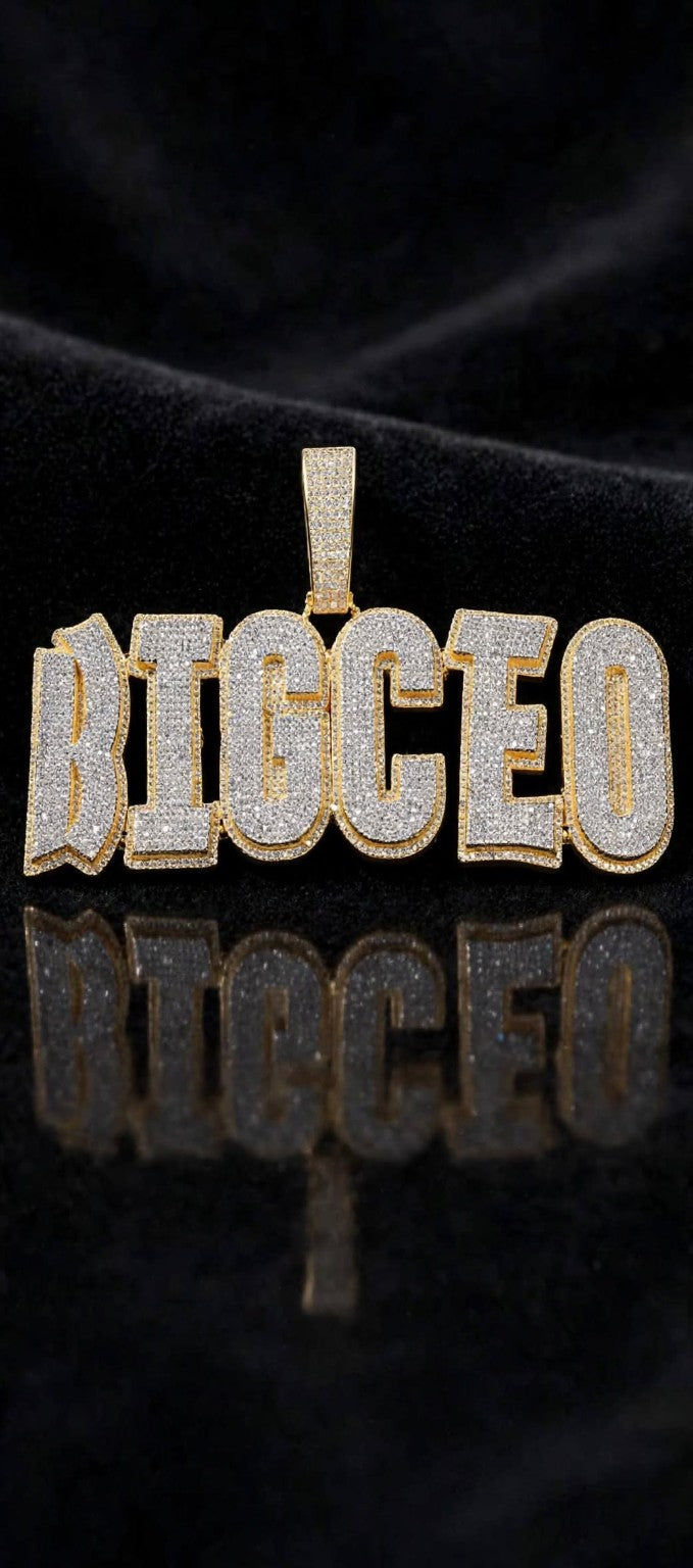 Custom double-layer BIGCEO pendant on black velvet