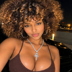 Silver ankh pendant with tennis necklace on model