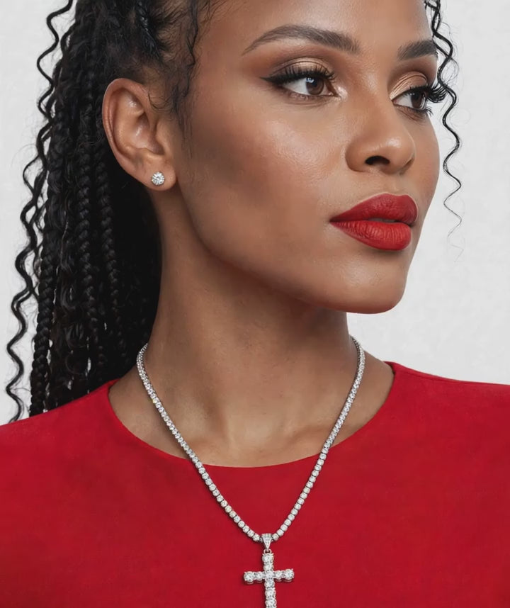 Tennis necklace and complimentary cross promotional video