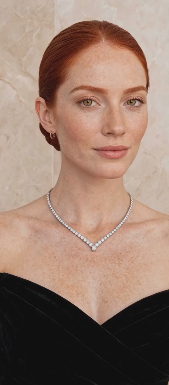 The Diamond Cascade moissanite necklace — model video