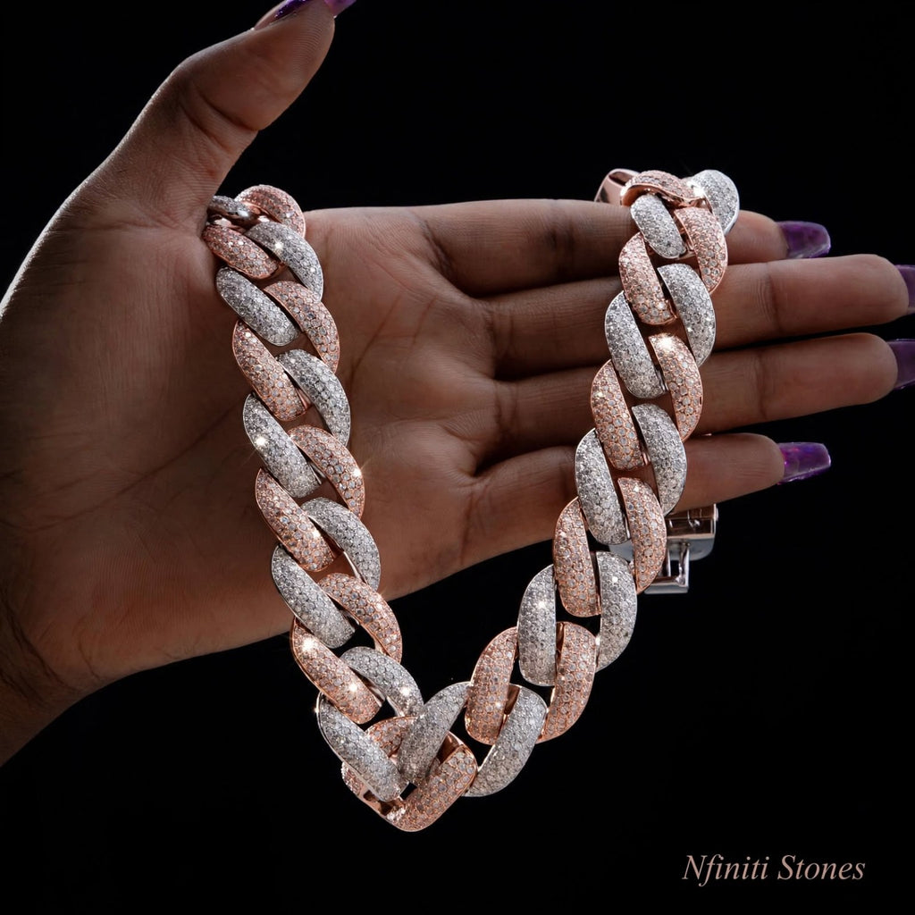 The Rose Regent rose gold and silver chain detail