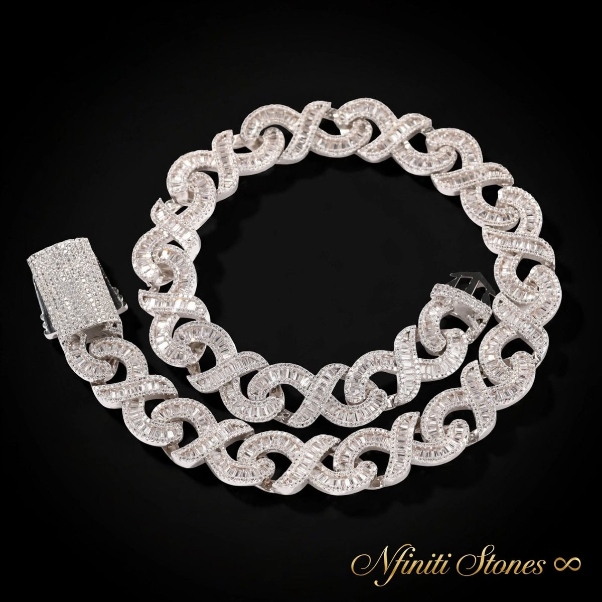 Platinum Tone infinity-link chain with clasp