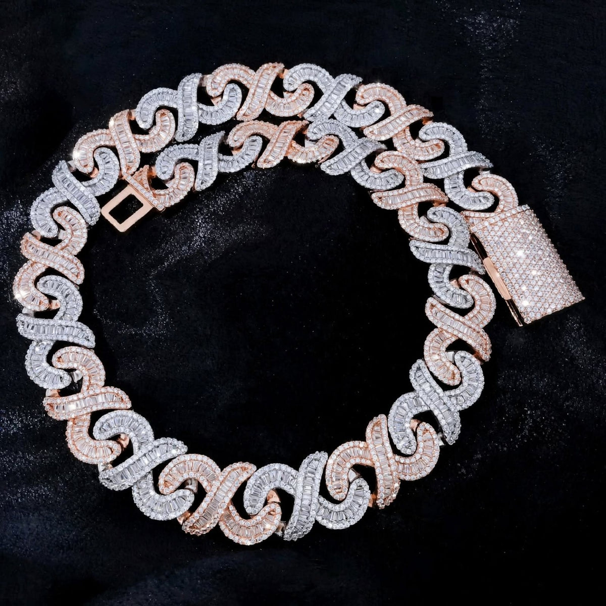 Platinum and rose gold two-tone infinity-link chain