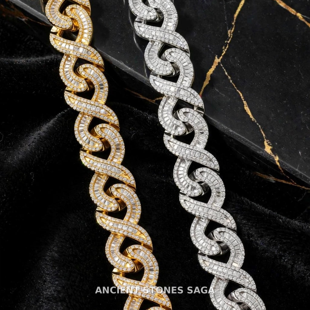 Gold and platinum infinity-link chain detail