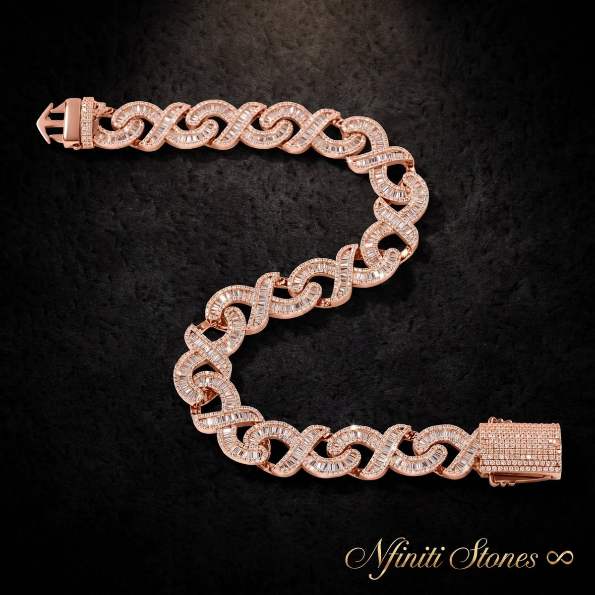 The Royal Eight solid rose-gold infinity-link chain with iced clasp